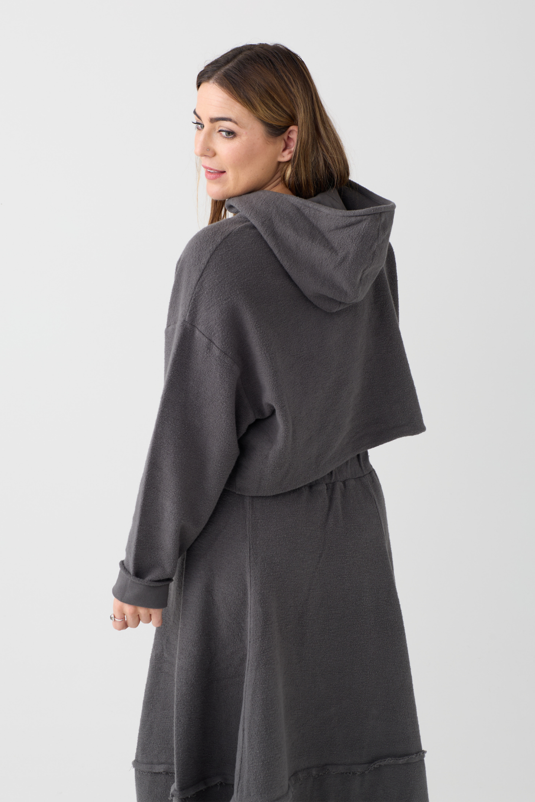 Lurdes Bergada Grey Hooded Cardigan