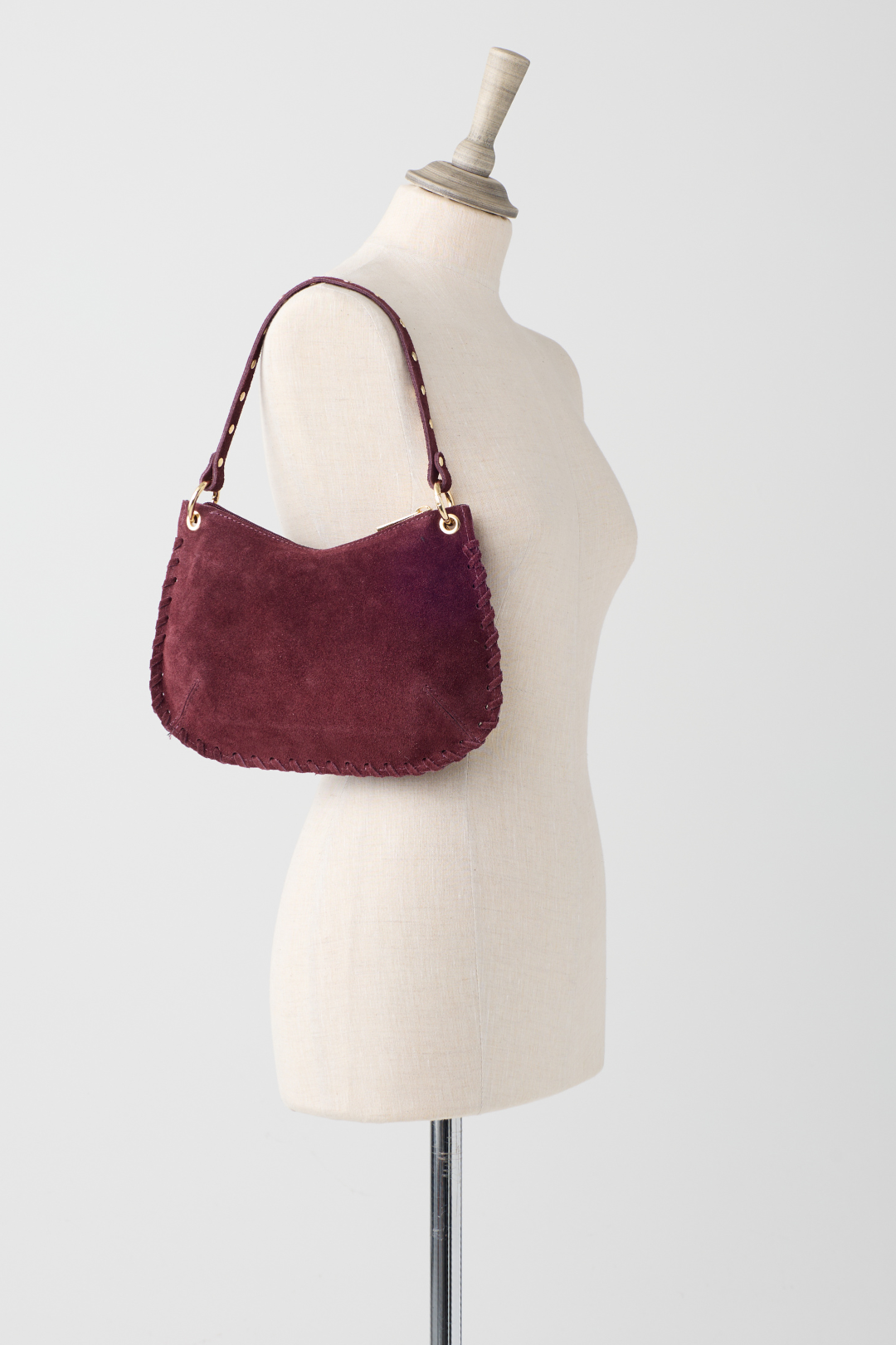 Berry Suede Cross Body Bag w/Studs