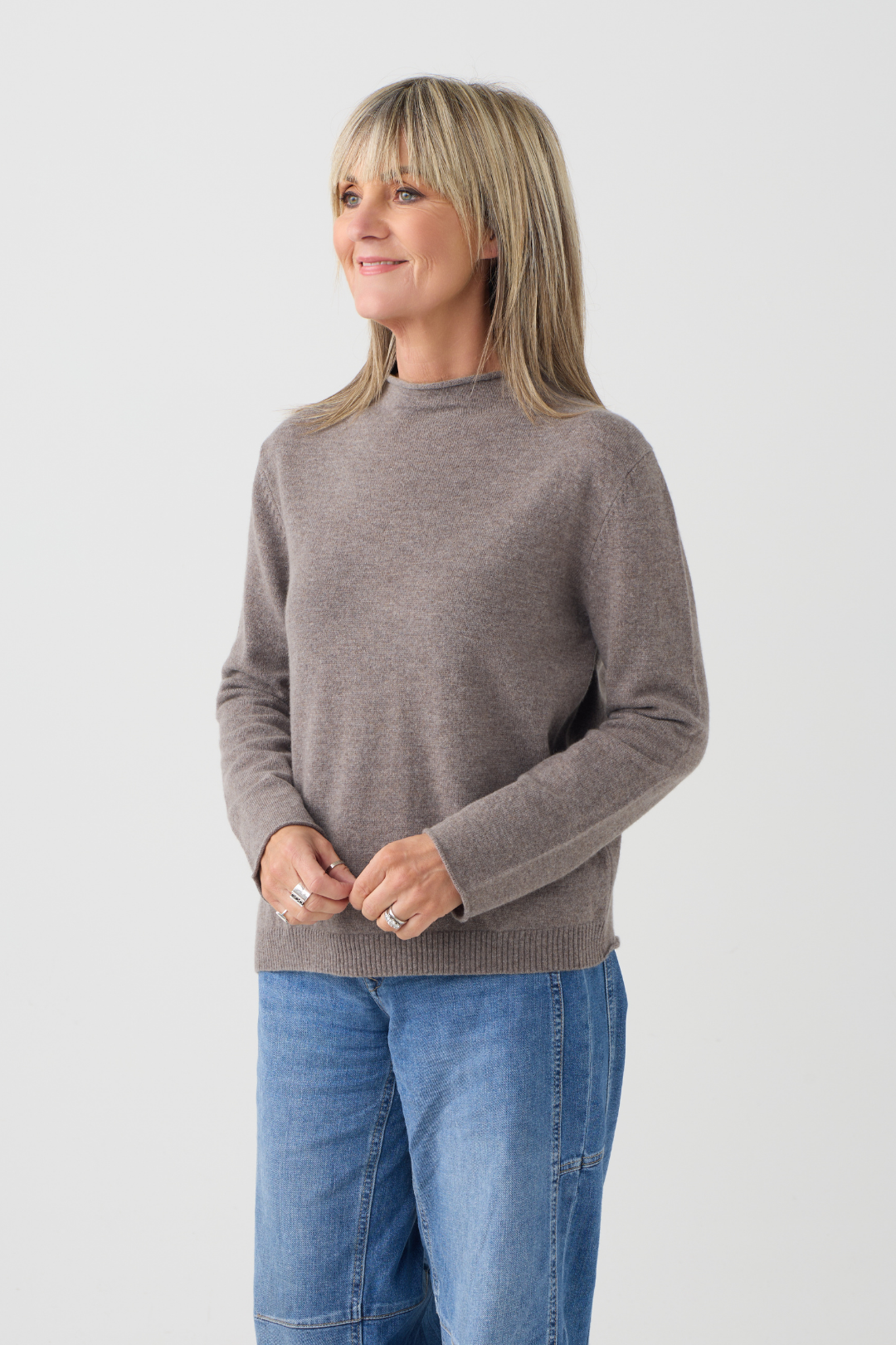 el2 Dark Taupe Roll Neck Jumper 1108