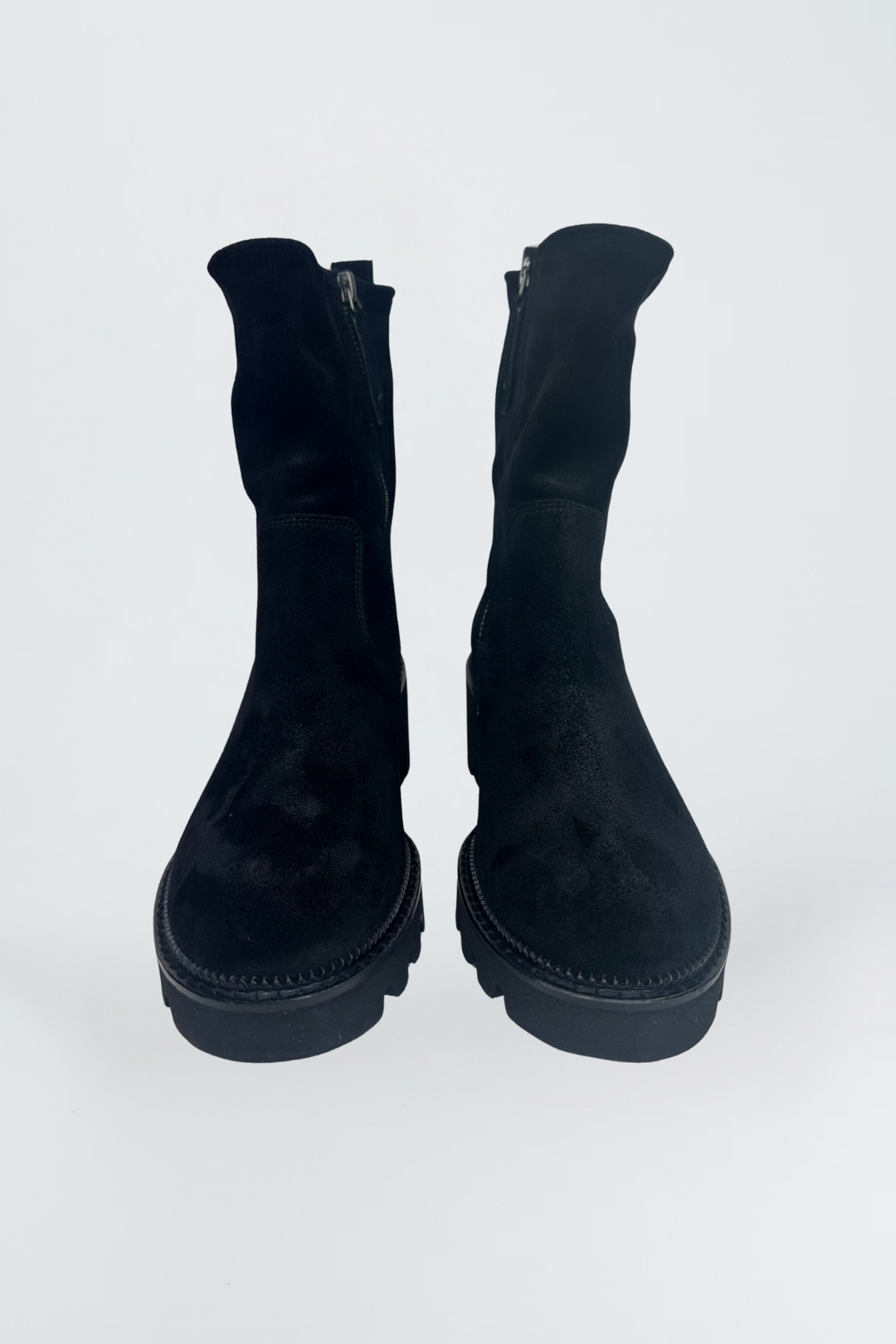 Paul Green Black Soft Suede Heeled Boot