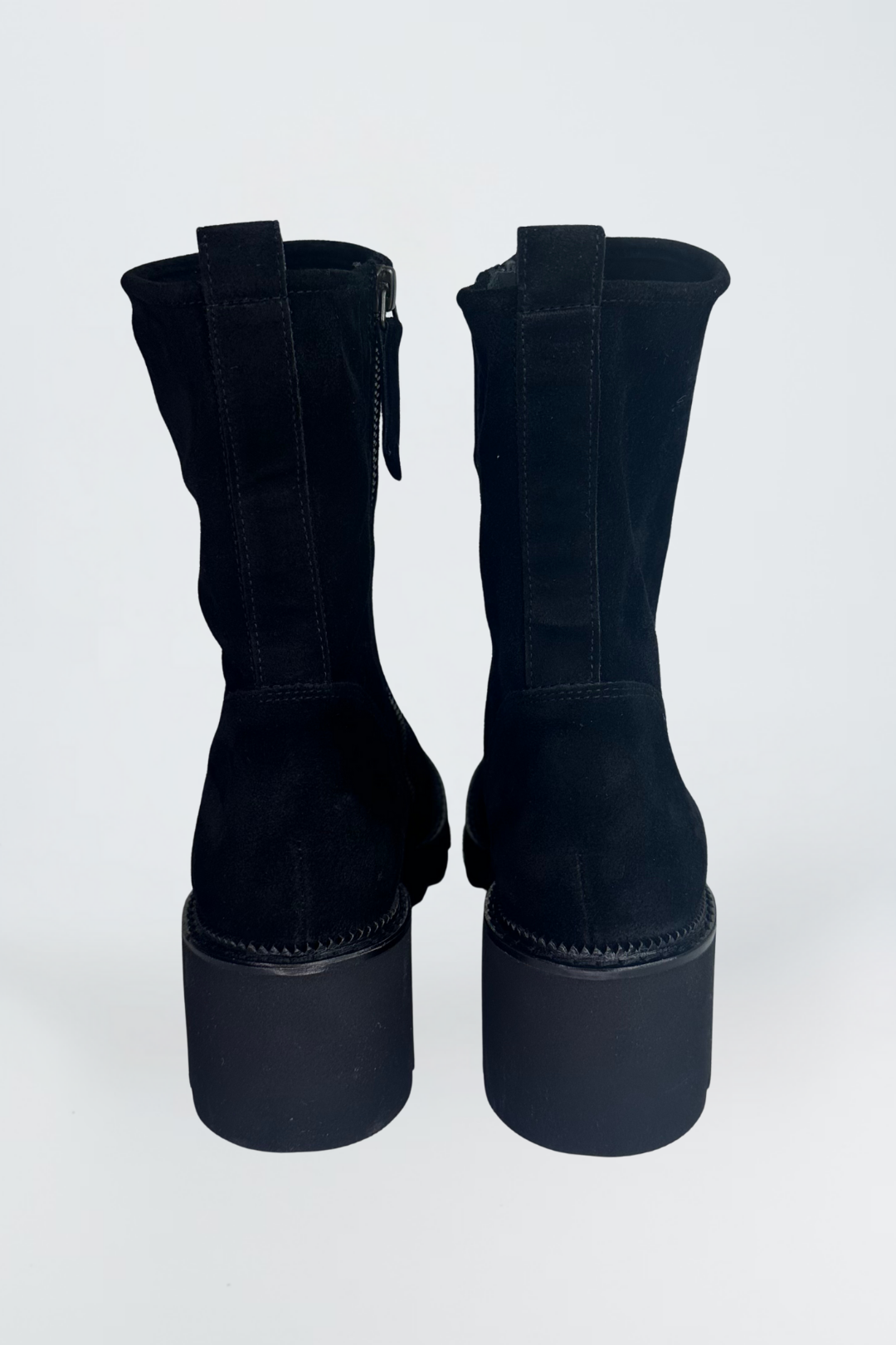 Paul Green Black Soft Suede Heeled Boot