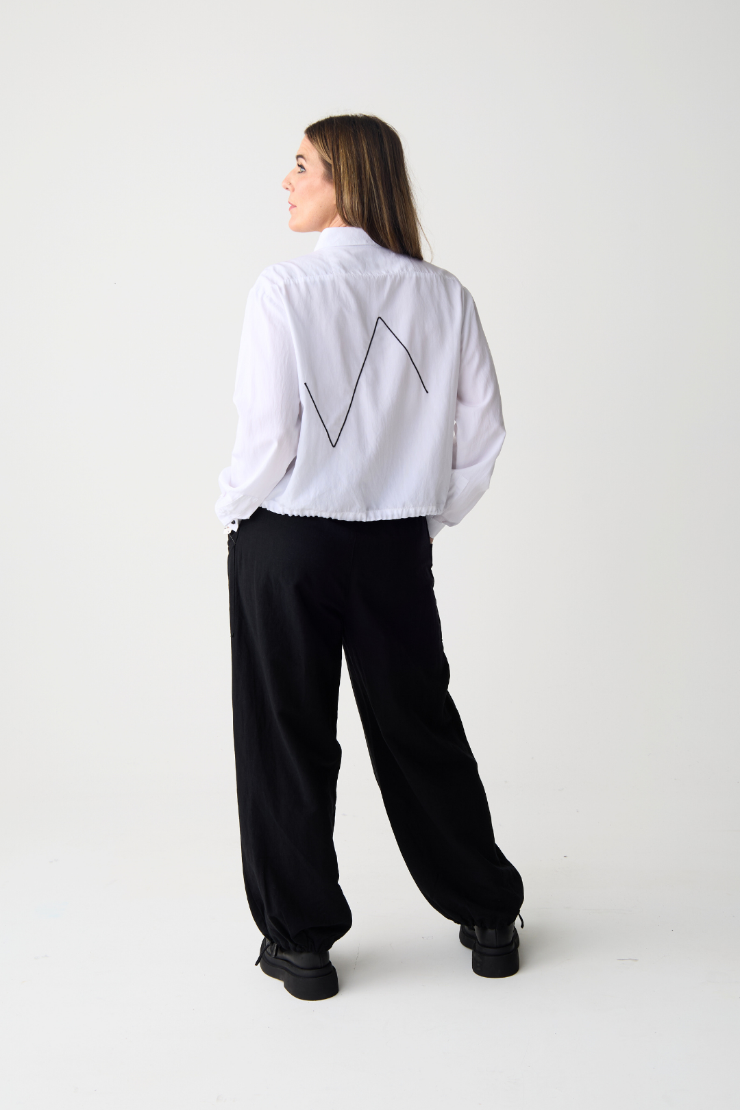 Lurdes Bergada White/Black Embroidered Shirt