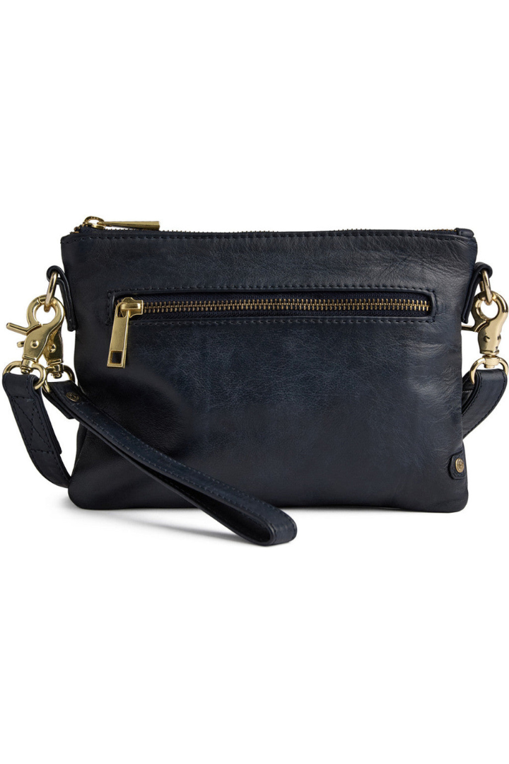 Depeche Midnight Blue Leather Clutch Bag