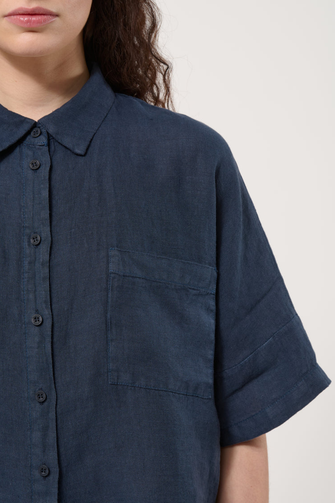 Humility LIVIA Navy Linen Shirt