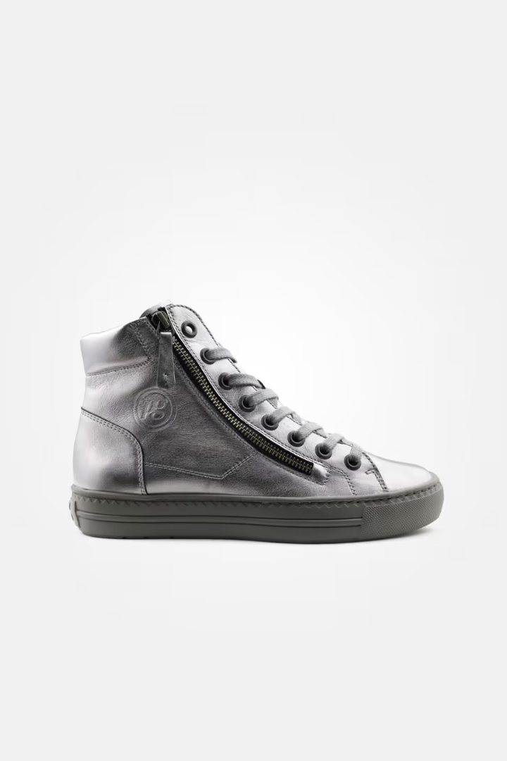 Paul Green Metallic Silver High Top Trainers Jude Law Boutique