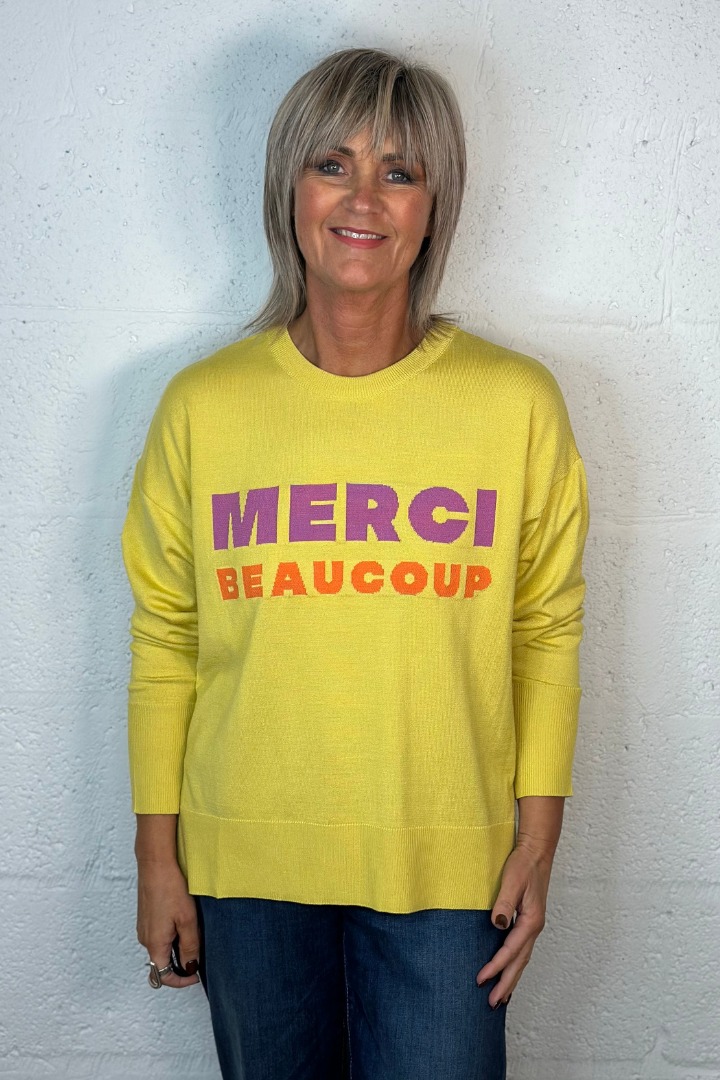 Merci beaucoup yellow discount sweater