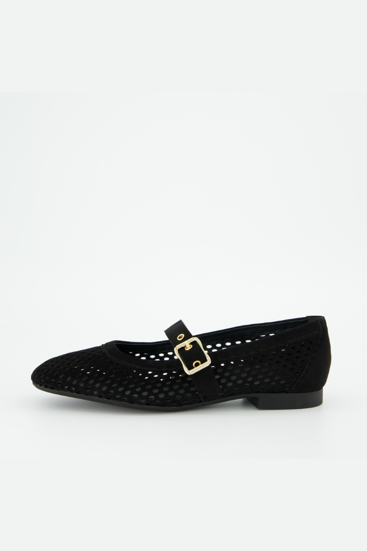 Paul Green Black/Gold Samtziege Ballerina Shoe