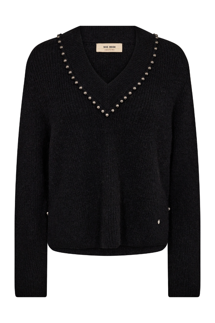Mos Mosh Zora Black V-Neck Bead Jumper