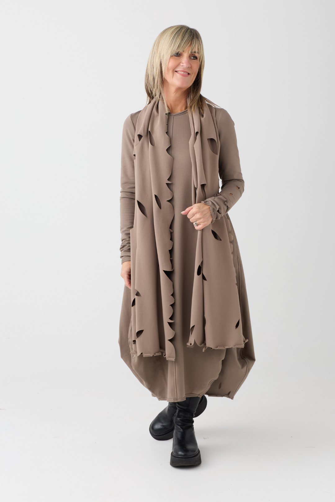 Kedziorek Taupe Cut Out Scarf 5574