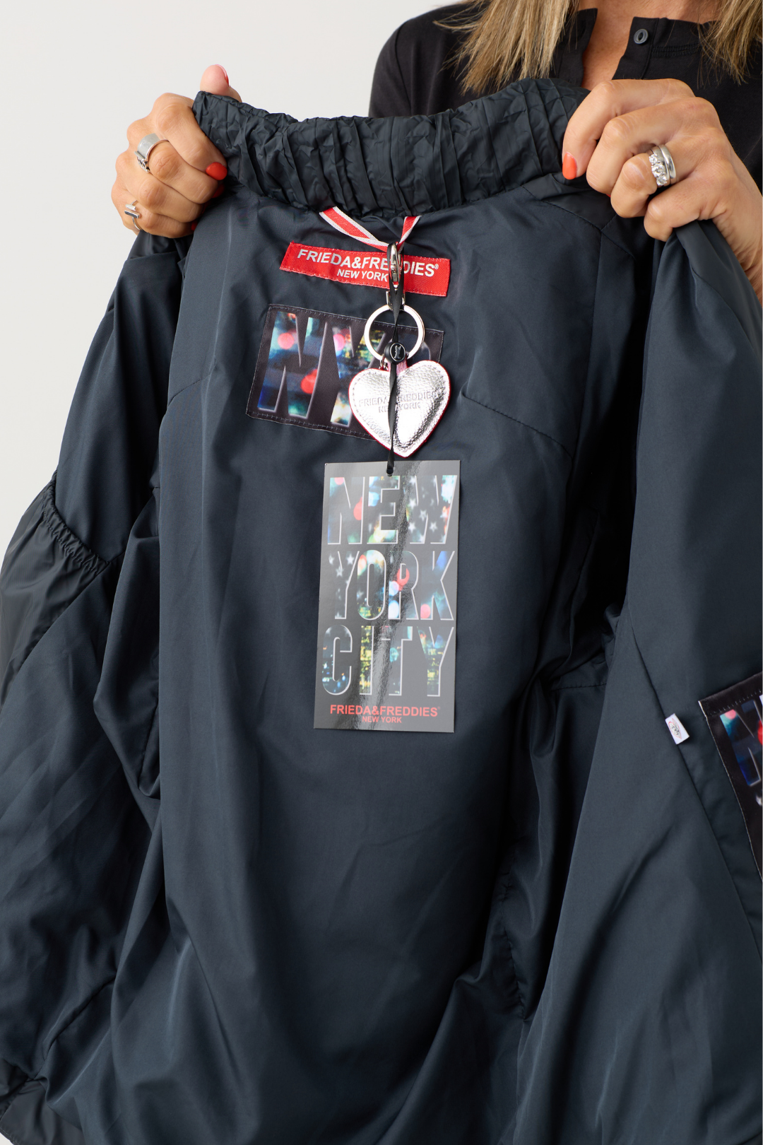 FF Off Black Faux Down Gathered Jacket