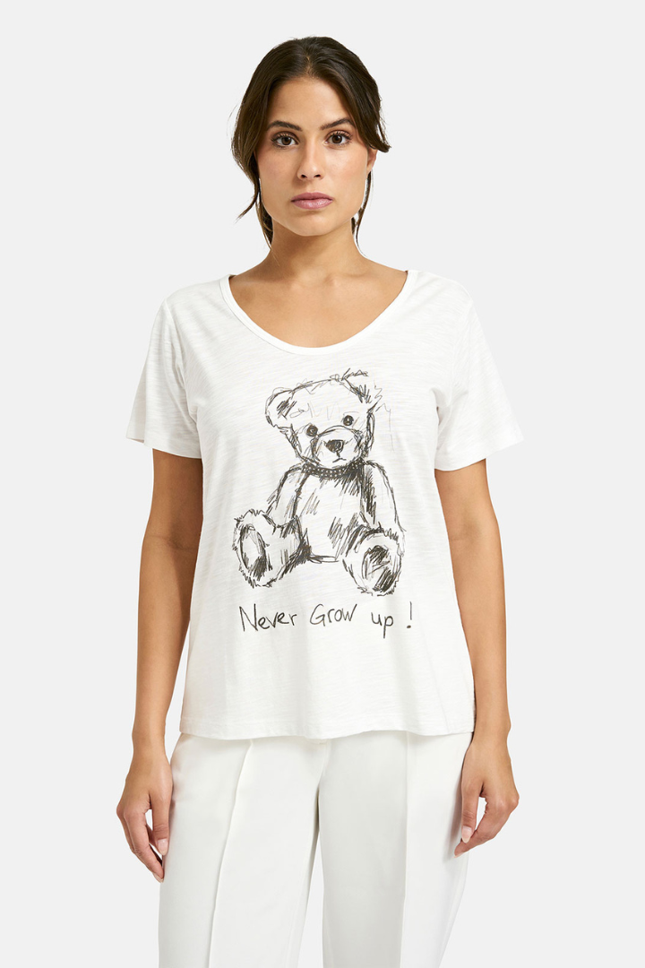 Milano Off White Teddy Print T-Shirt