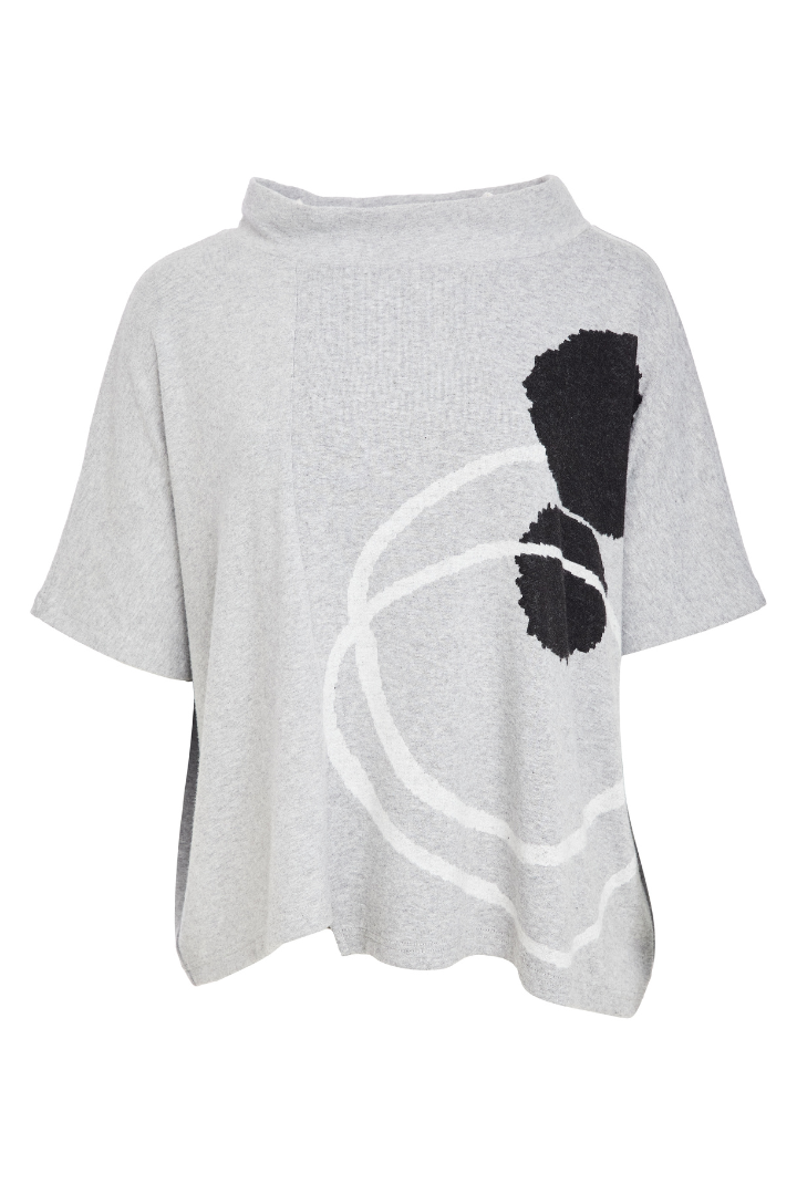 Naya Silver High Neck Placement Print Top