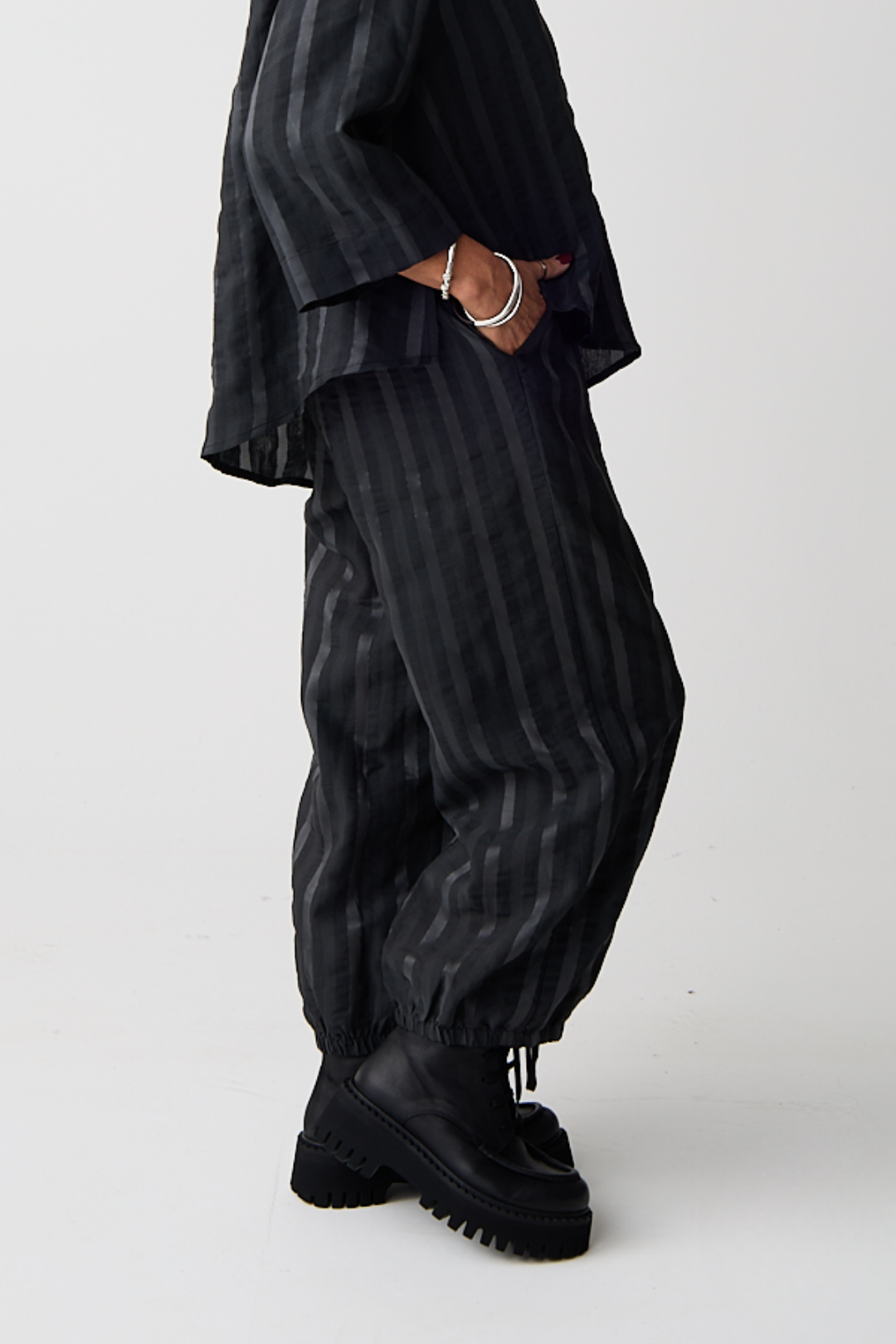 Ozai n Ku Black Stripe Trousers