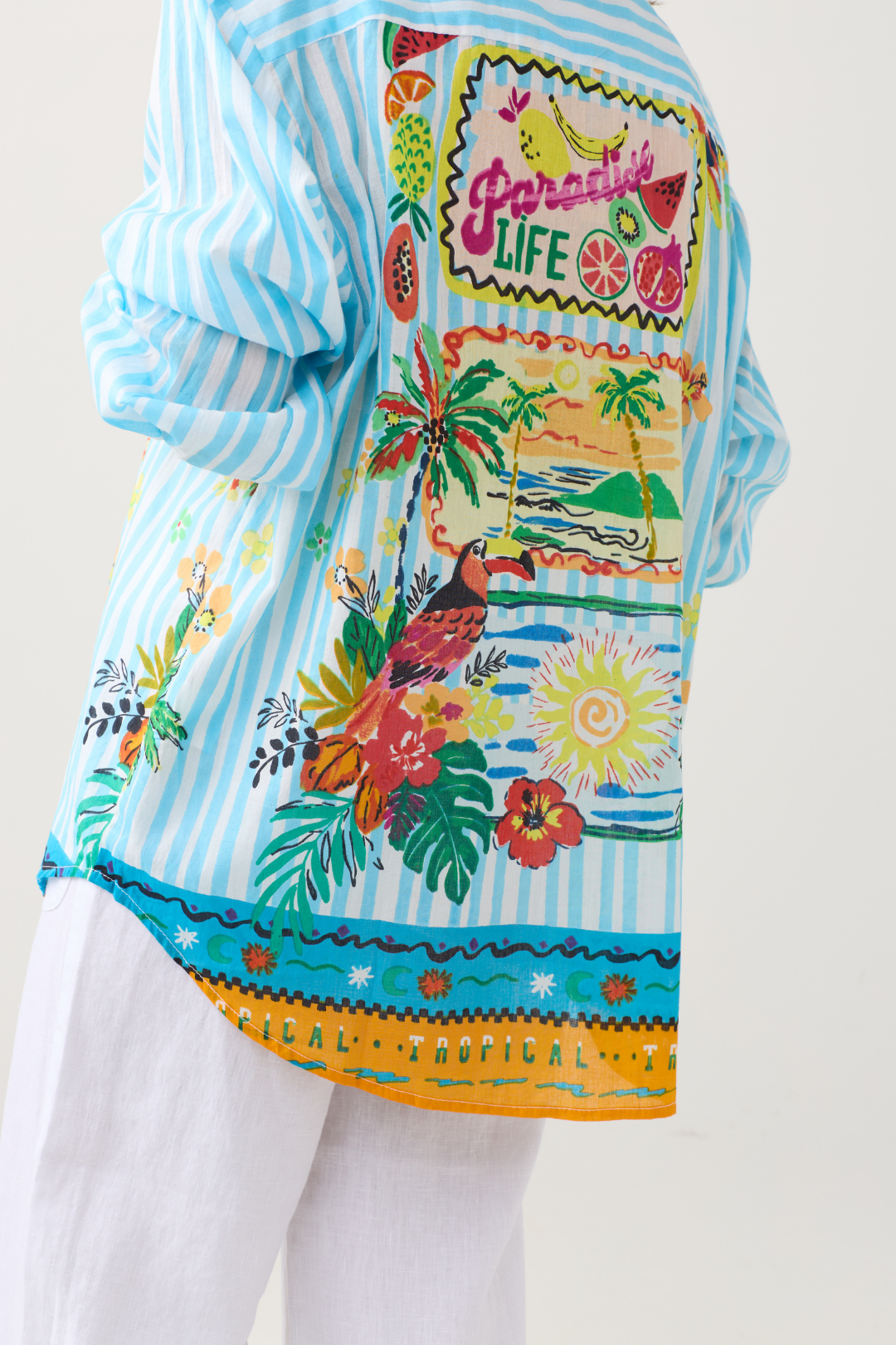 Palme Aqua Stripe Paradise Life Shirt