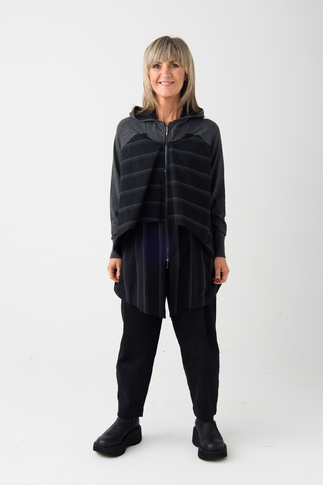 el2 Charcoal/Black Stripe Hooded Jacket