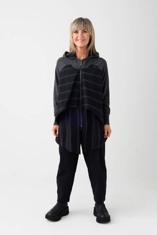 el2 Charcoal/Black Stripe Hooded Jacket