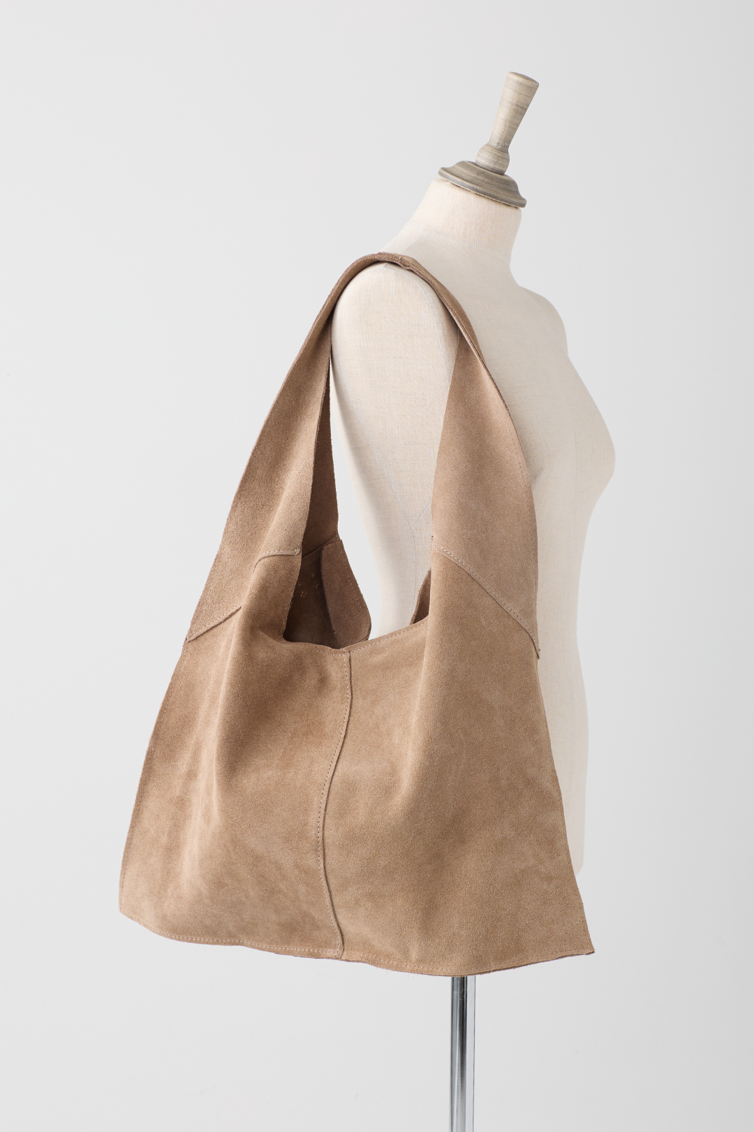Taupe Suede Shopper Bag w/Side Studs