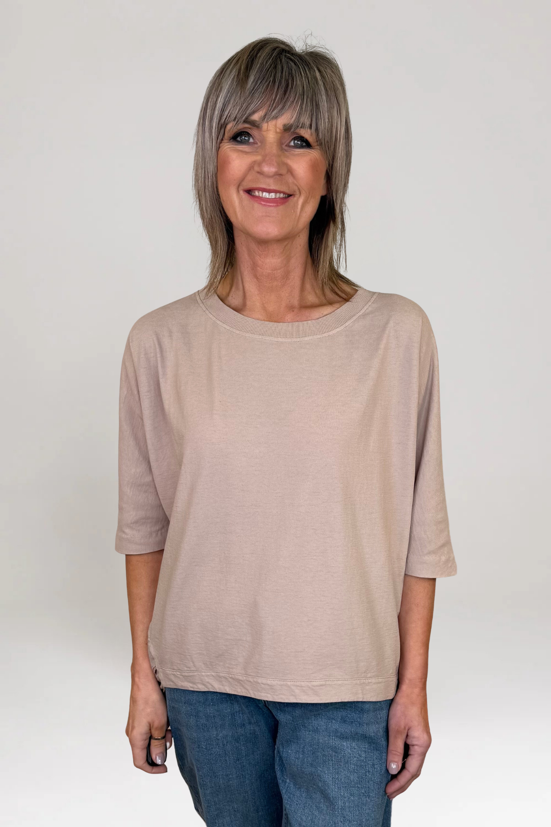 European Culture Toffee T-Shirt with Back Frills