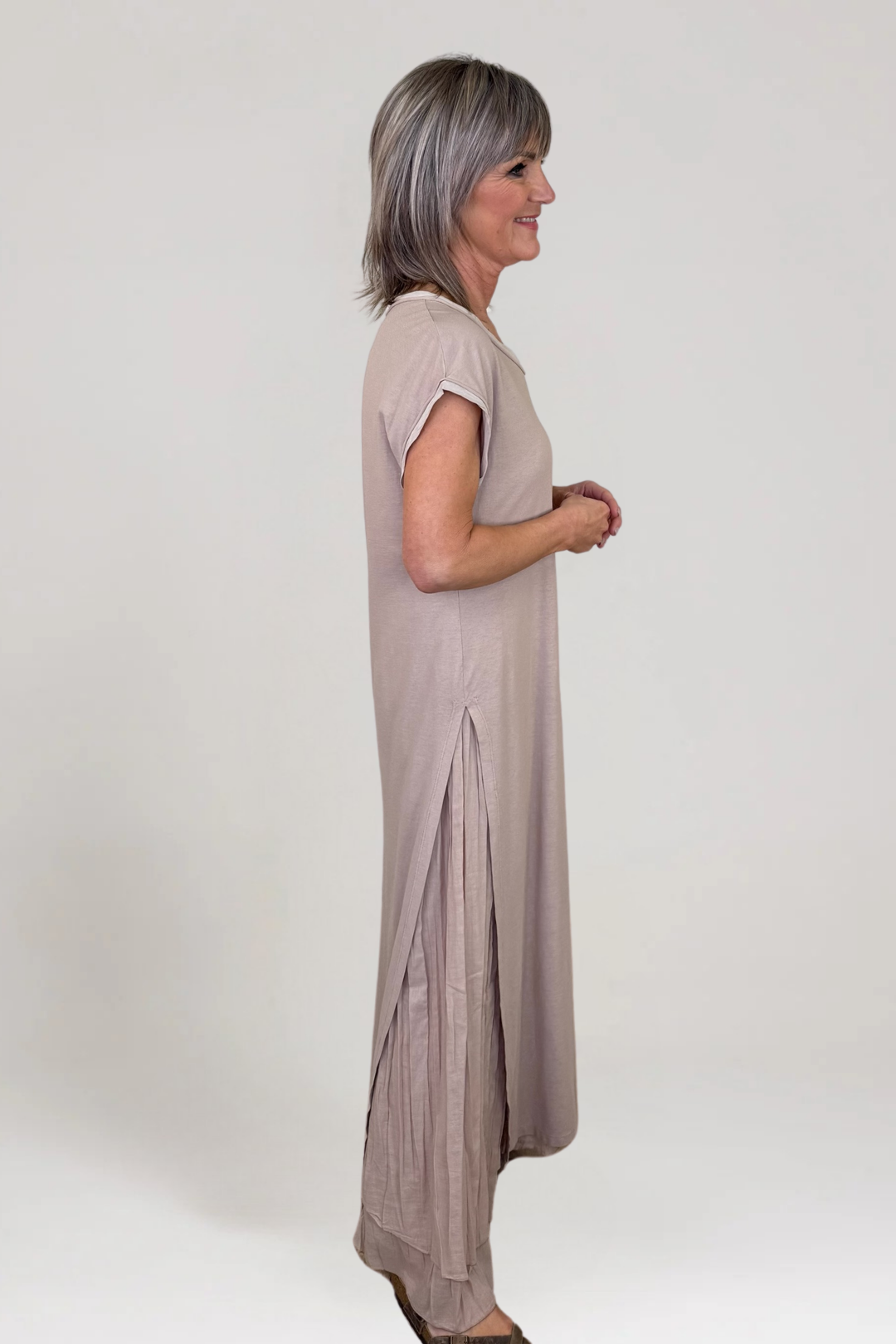 European Culture Toffee Sleeveless Dress