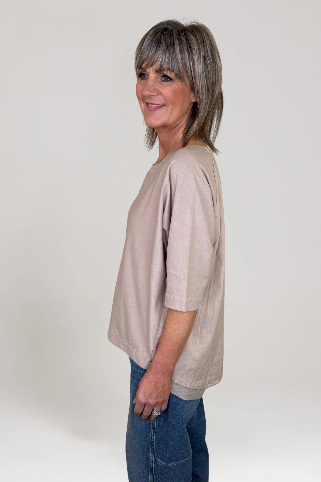 European Culture Toffee T-Shirt with Back Frills