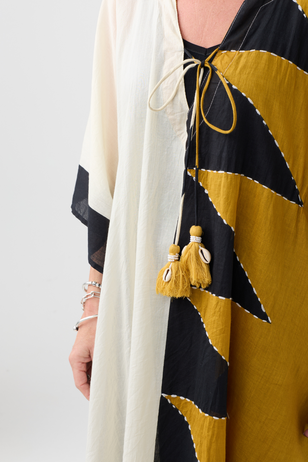 Palme Black Block Print Kaftan