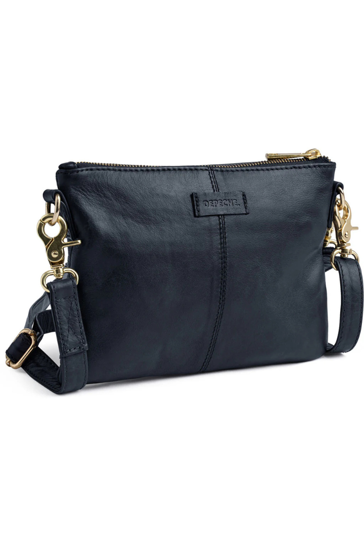 Depeche Midnight Blue Leather Clutch Bag