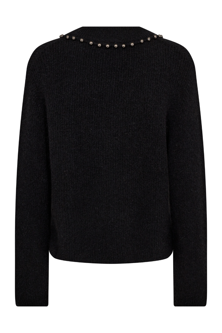 Mos Mosh Zora Black V-Neck Bead Jumper