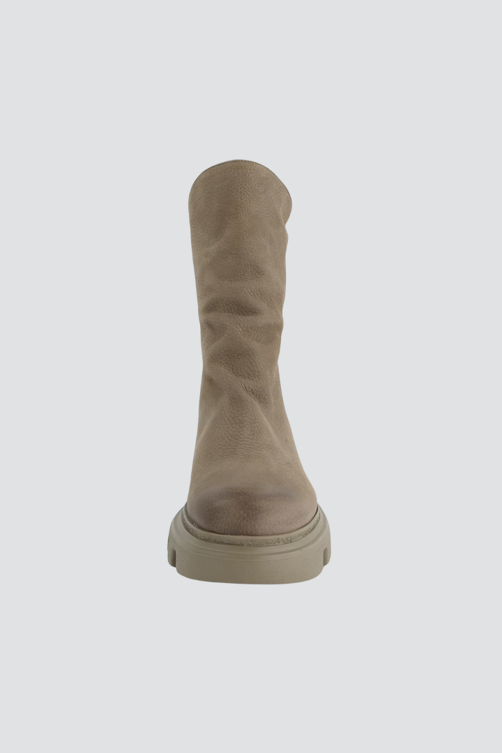 Paul Green Taupe Nubuk/Grained Zip Back Boot