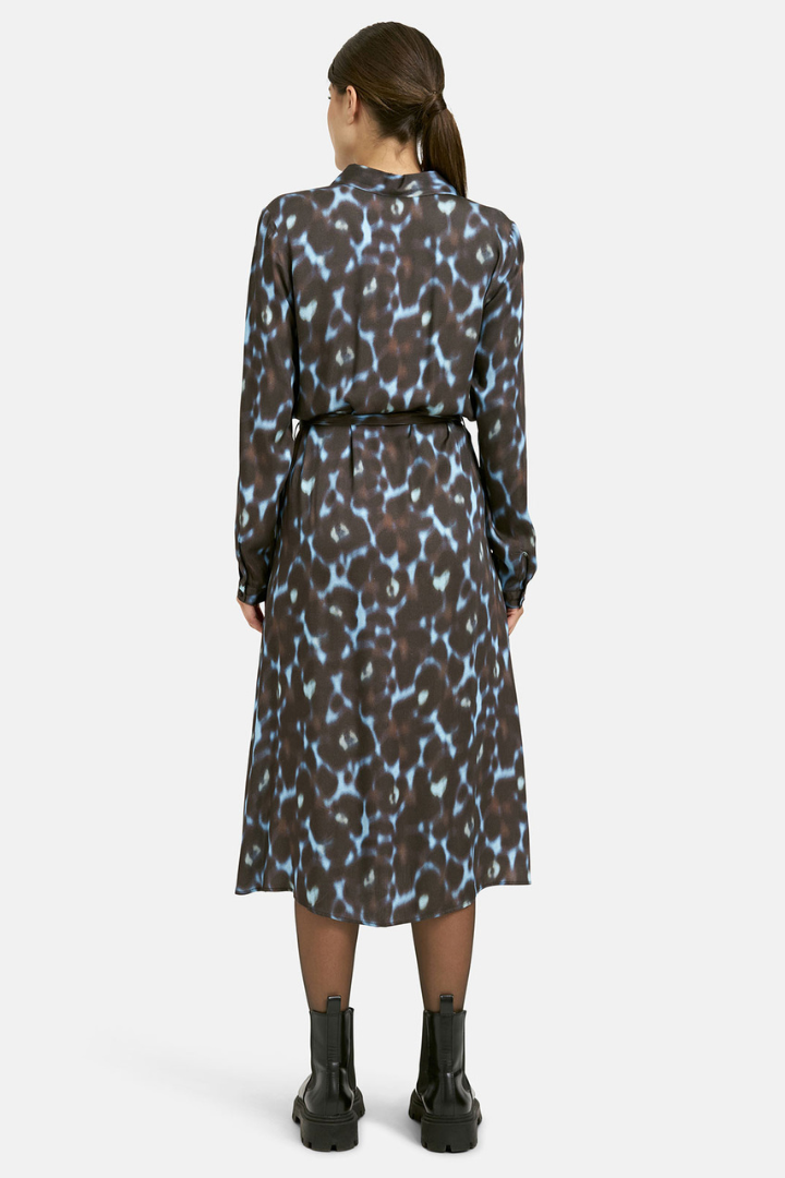 Milano Mocca Print Tie Waist Shirt Dress