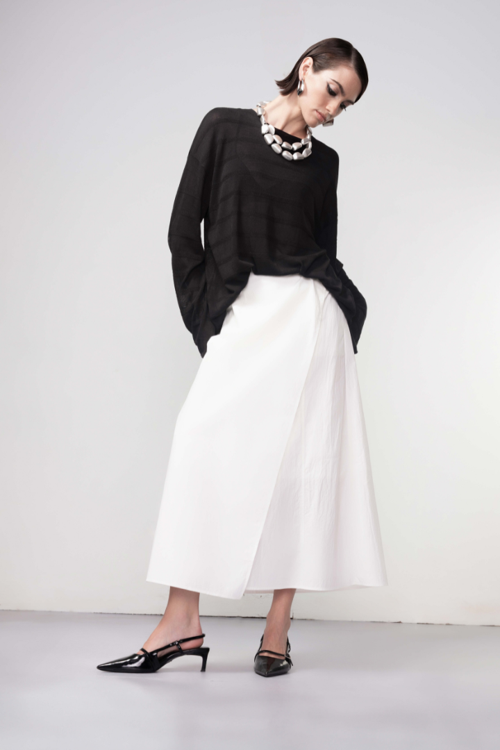 Haako Black Stripe Knit Top H1047