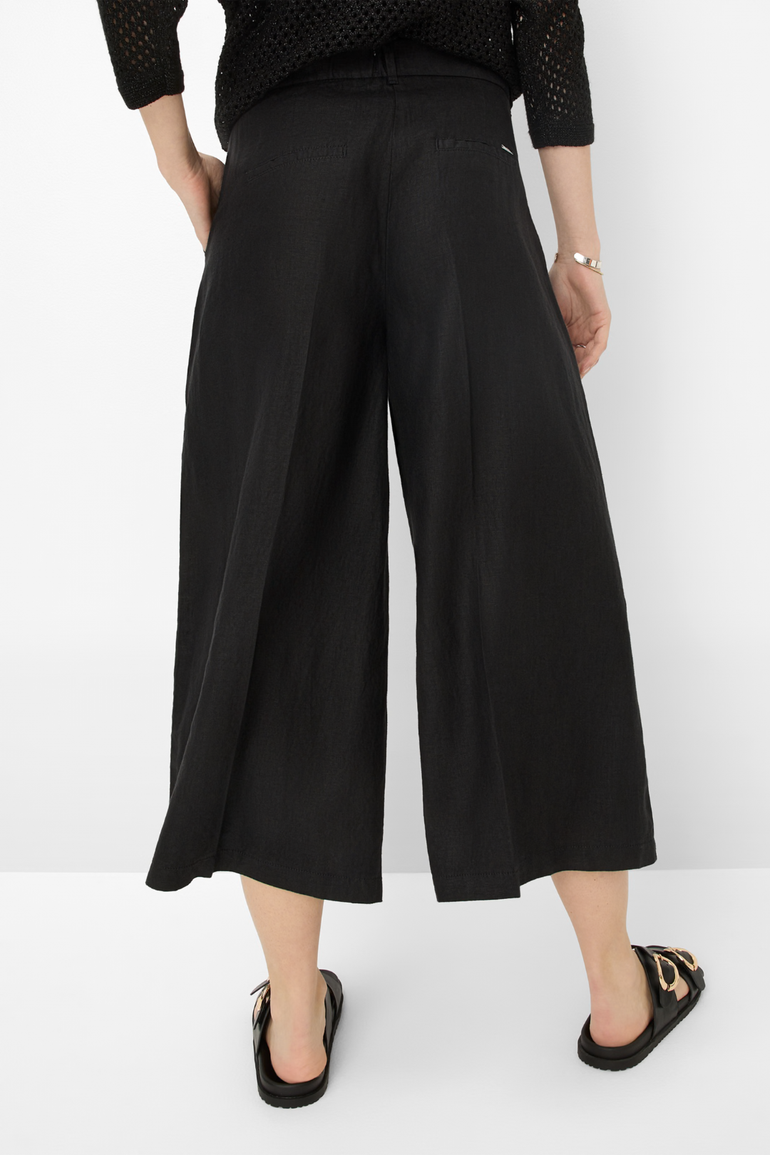 Brax Melli Black Linen Wide Culotte