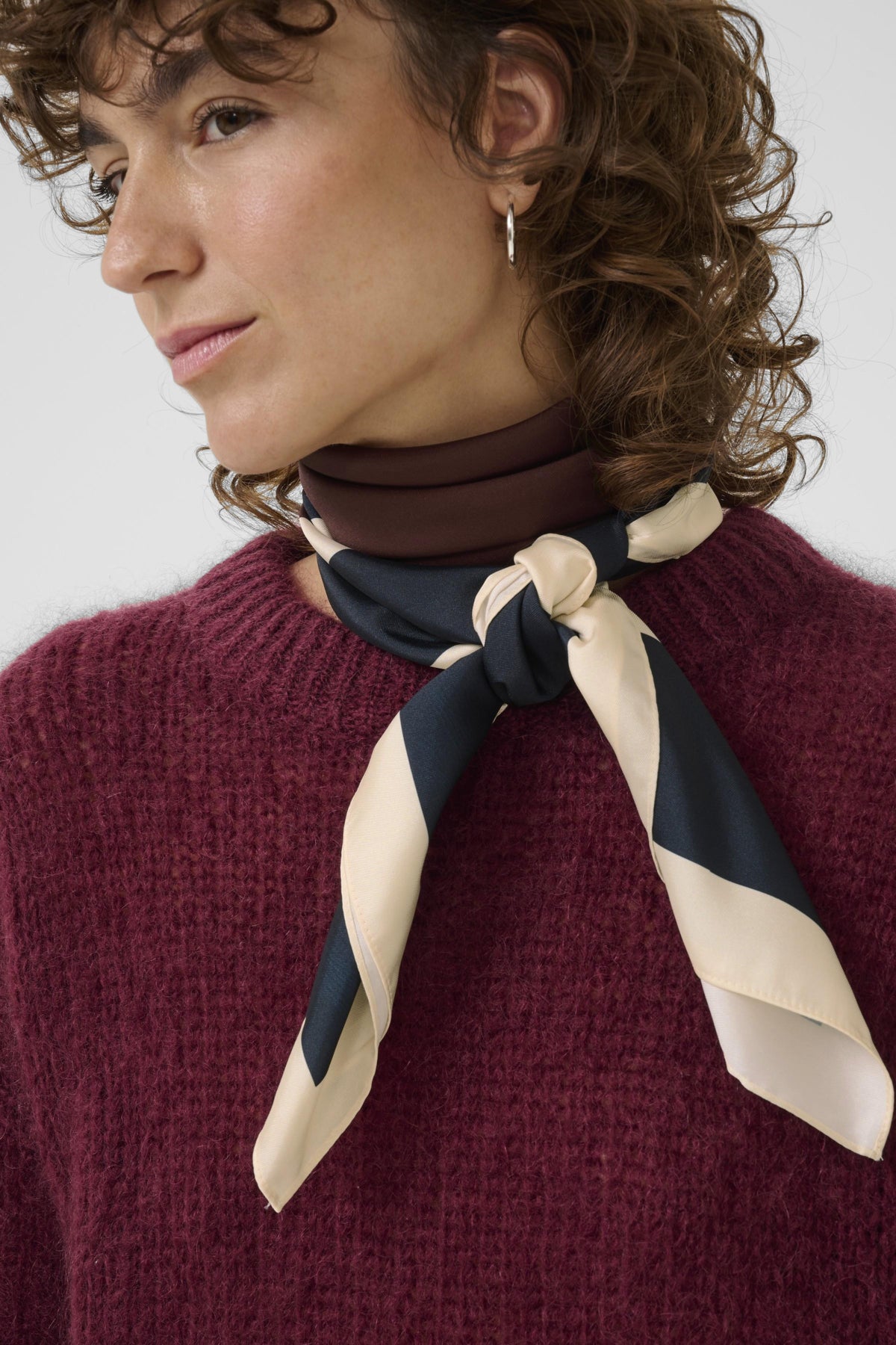 Part Two Namira Tawny Port/Dark Navy Scarf