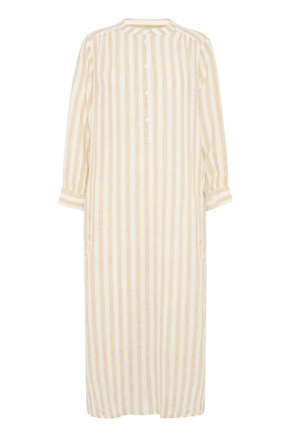 Part Two Alia White Pepper Stripe Linen Dress