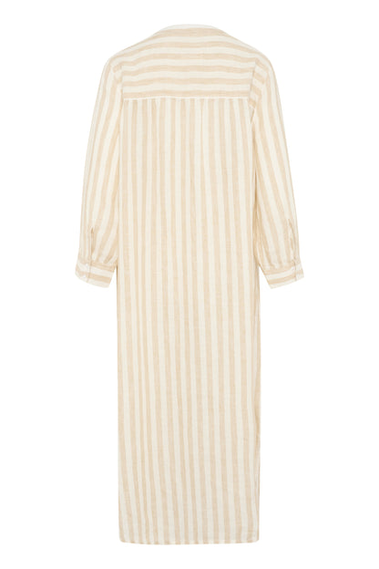 Part Two Alia White Pepper Stripe Linen Dress
