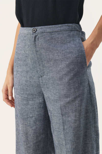 Part Two Eleana Dark Blue Chambray Trousers