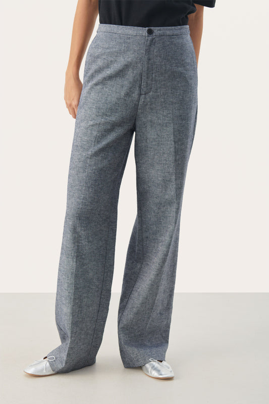 Part Two Eleana Dark Blue Chambray Trousers
