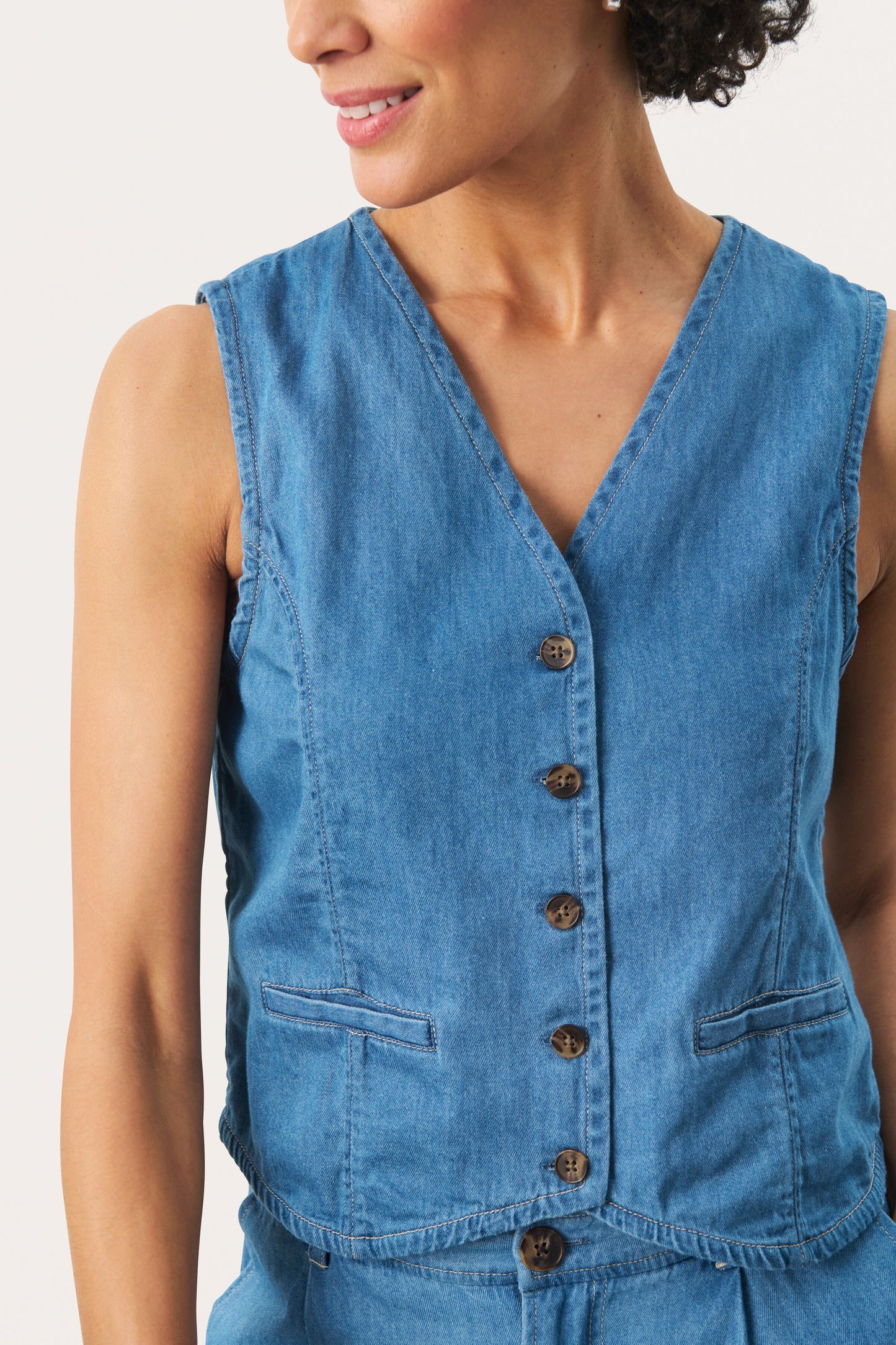 Part Two Raisa Light Blue Denim Waistcoat