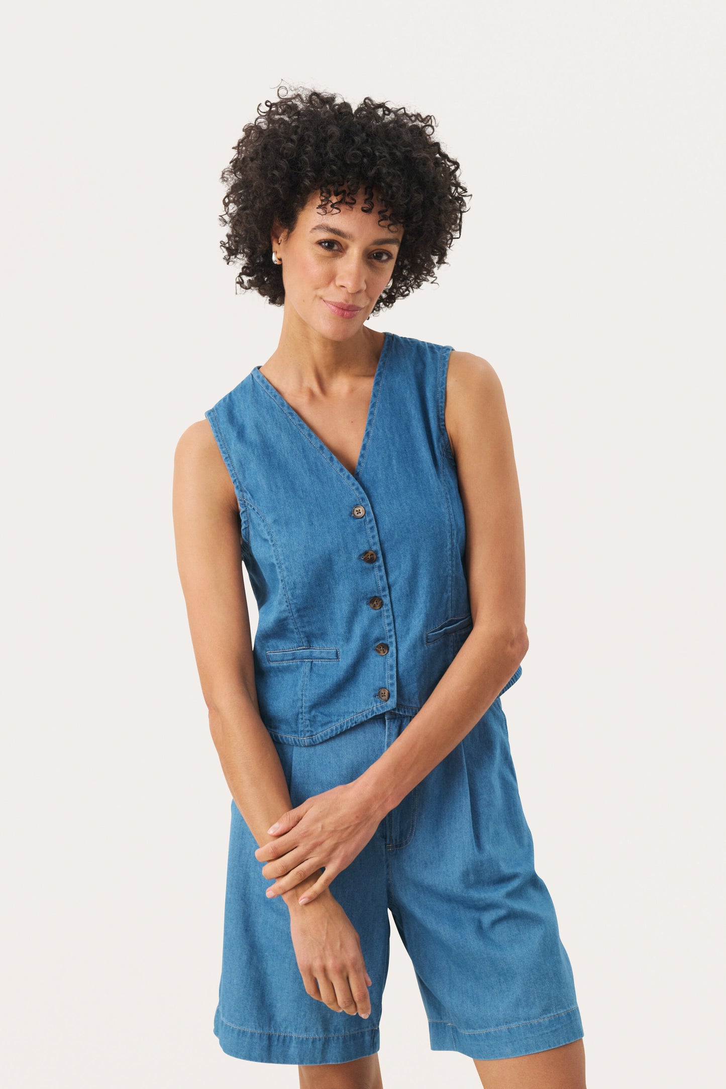 Part Two Raisa Light Blue Denim Waistcoat