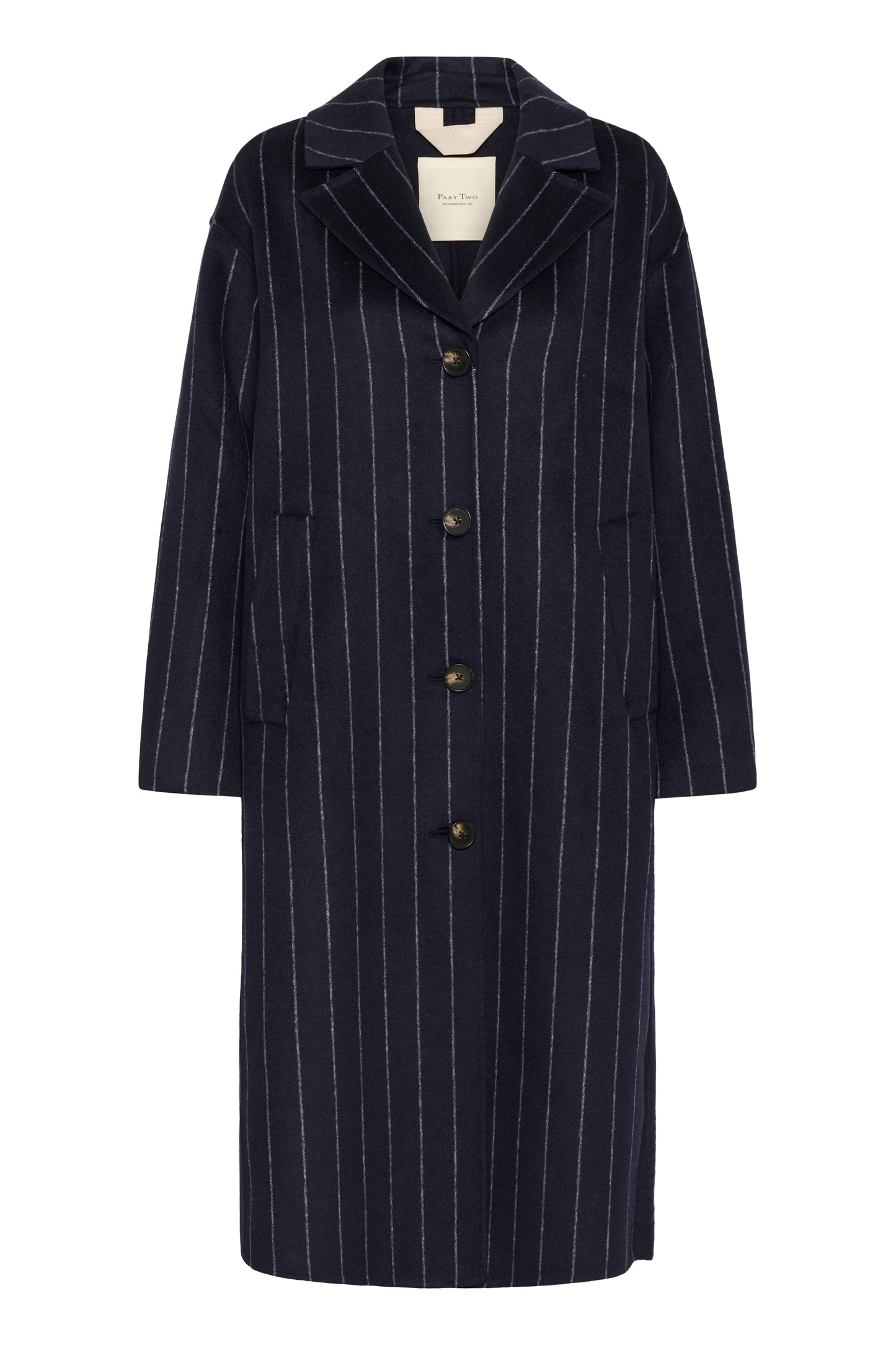 Part Two Lorelais Dark Navy Pinstripe Coat