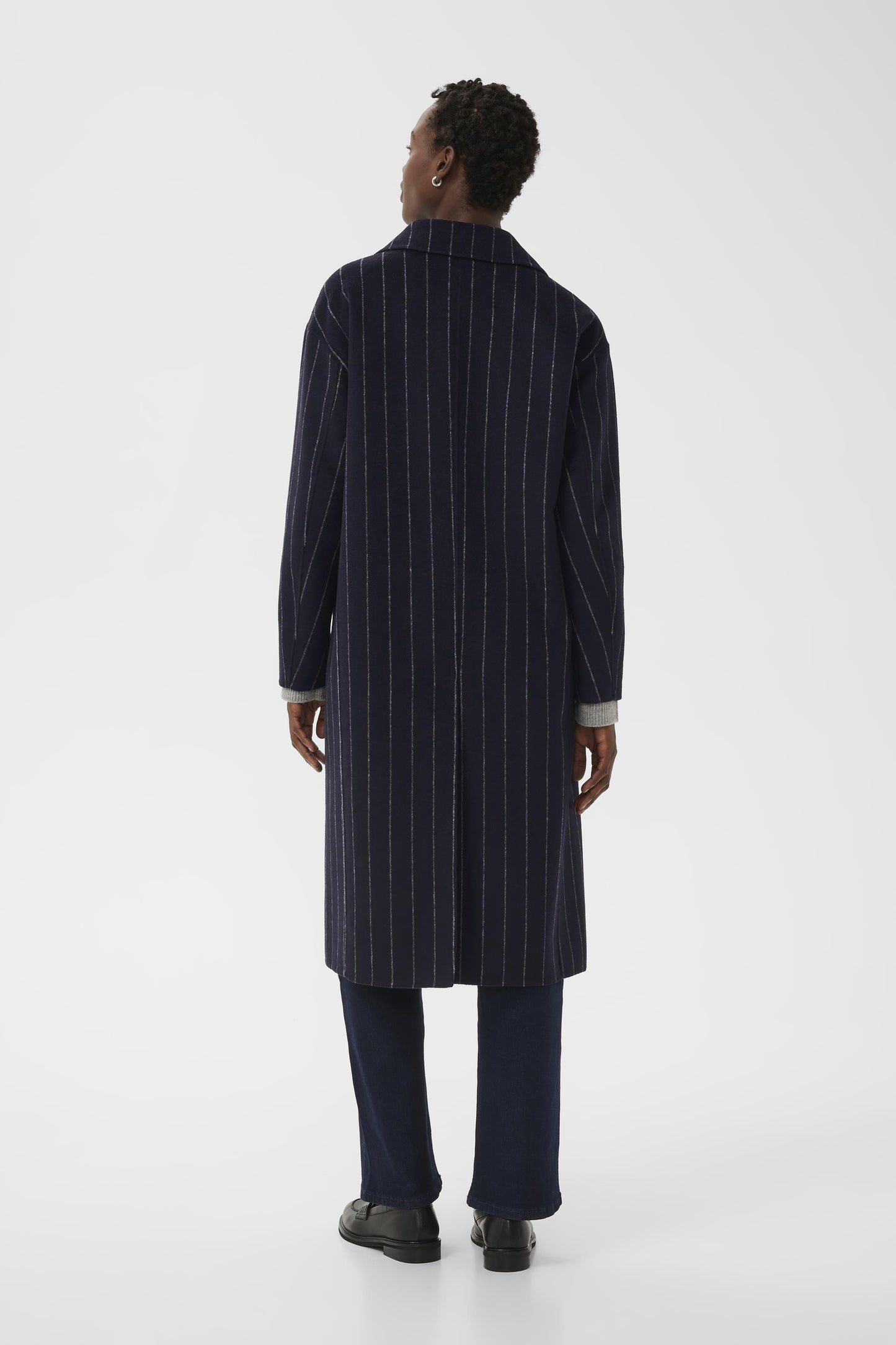 Part Two Lorelais Dark Navy Pinstripe Coat