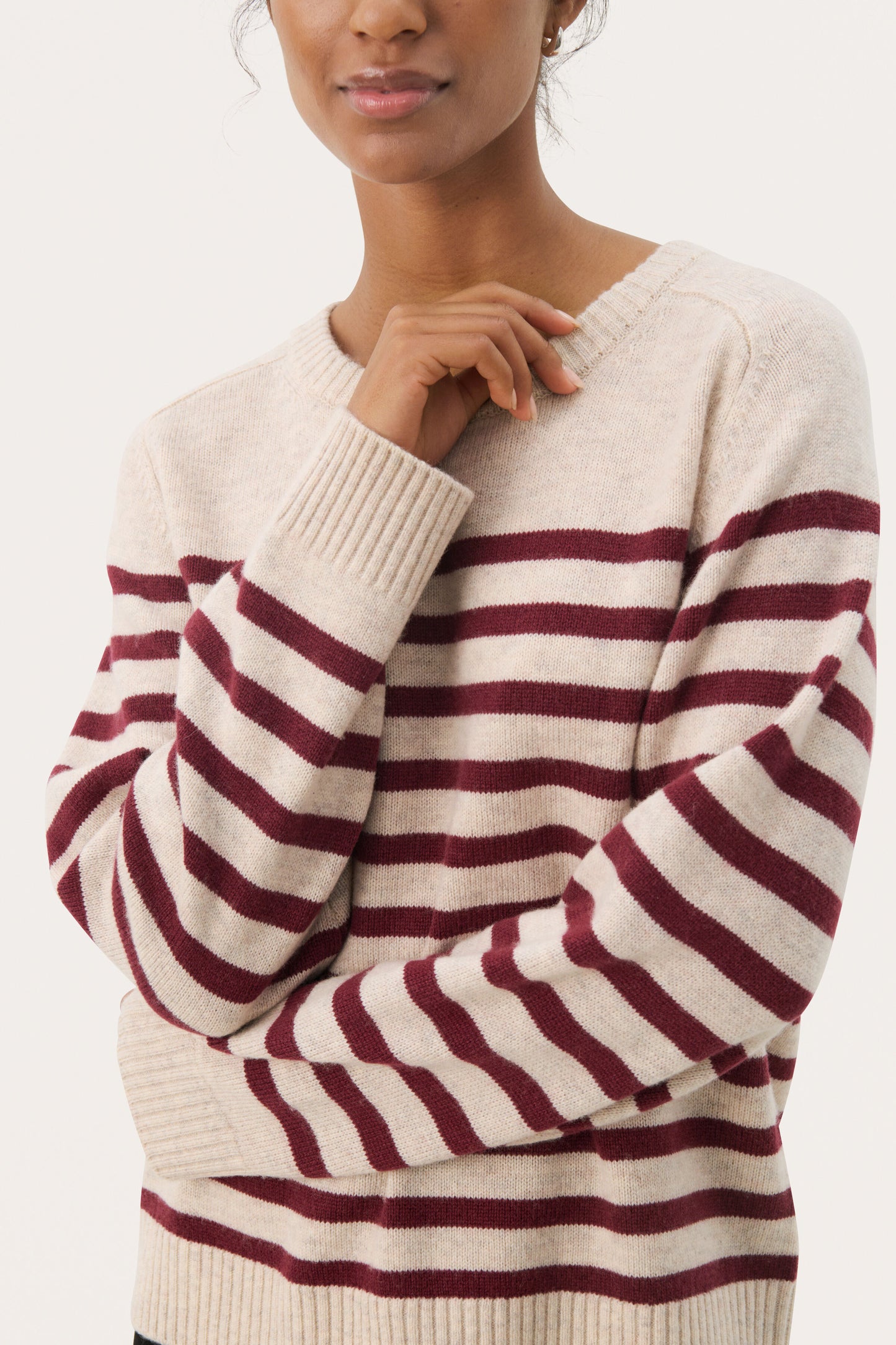 Part Two Niaka Tawny Port Stripe Jumper