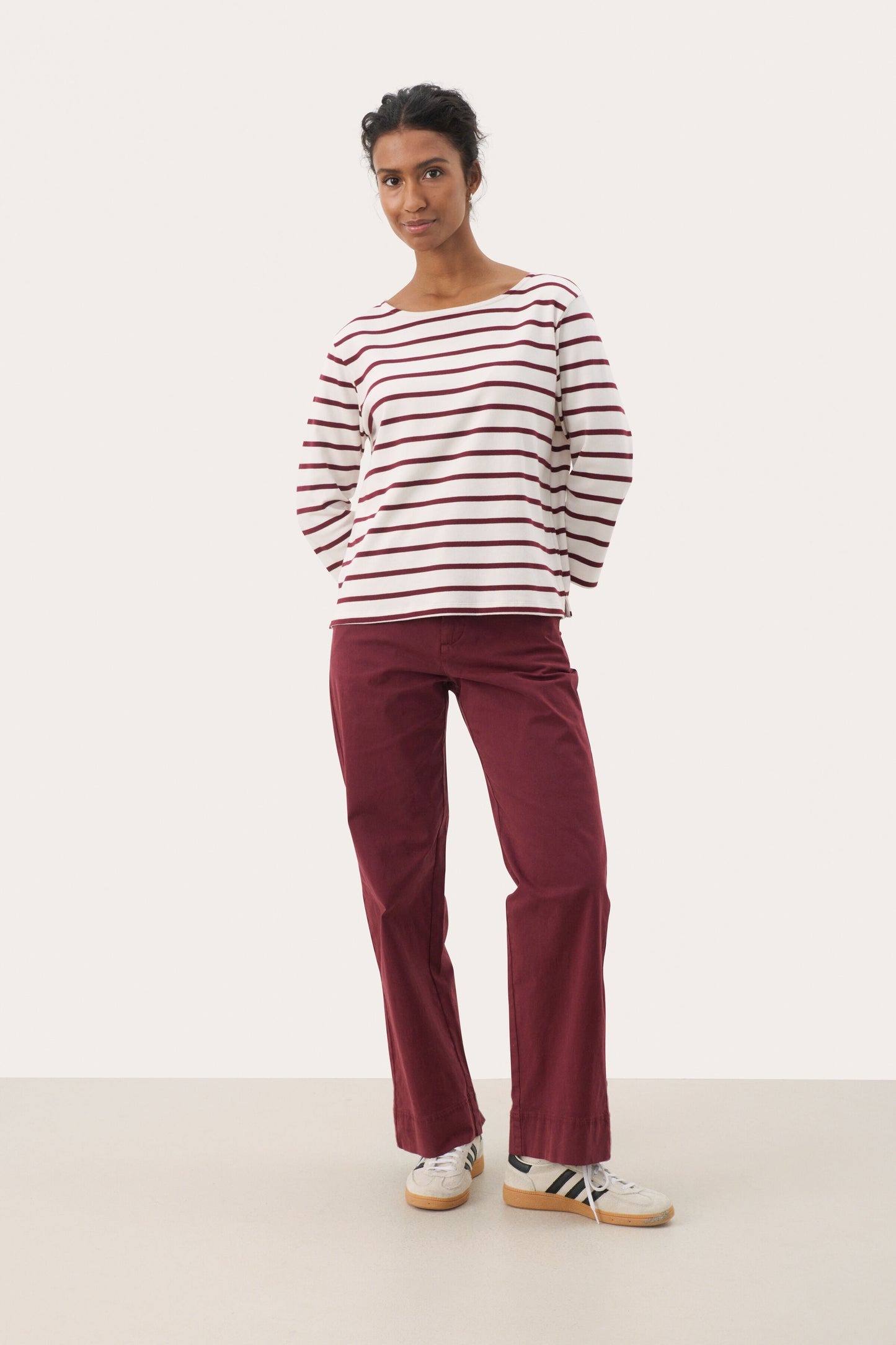 Part Two Nela Tawny Port Stripe LS T-Shirt