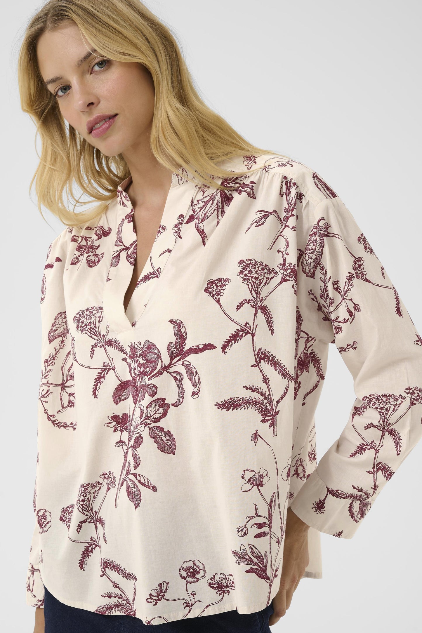 Part Two Natale Tawny Port Botanical Blouse