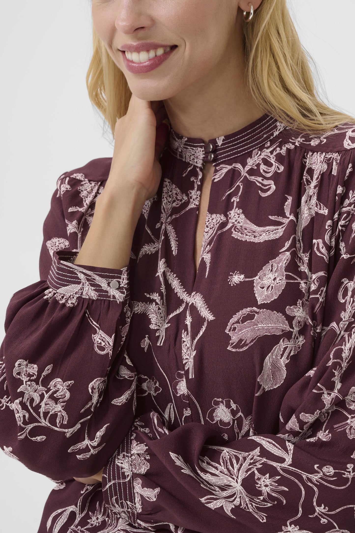 Part Two Shiroma Tawny Port Botanical Blouse