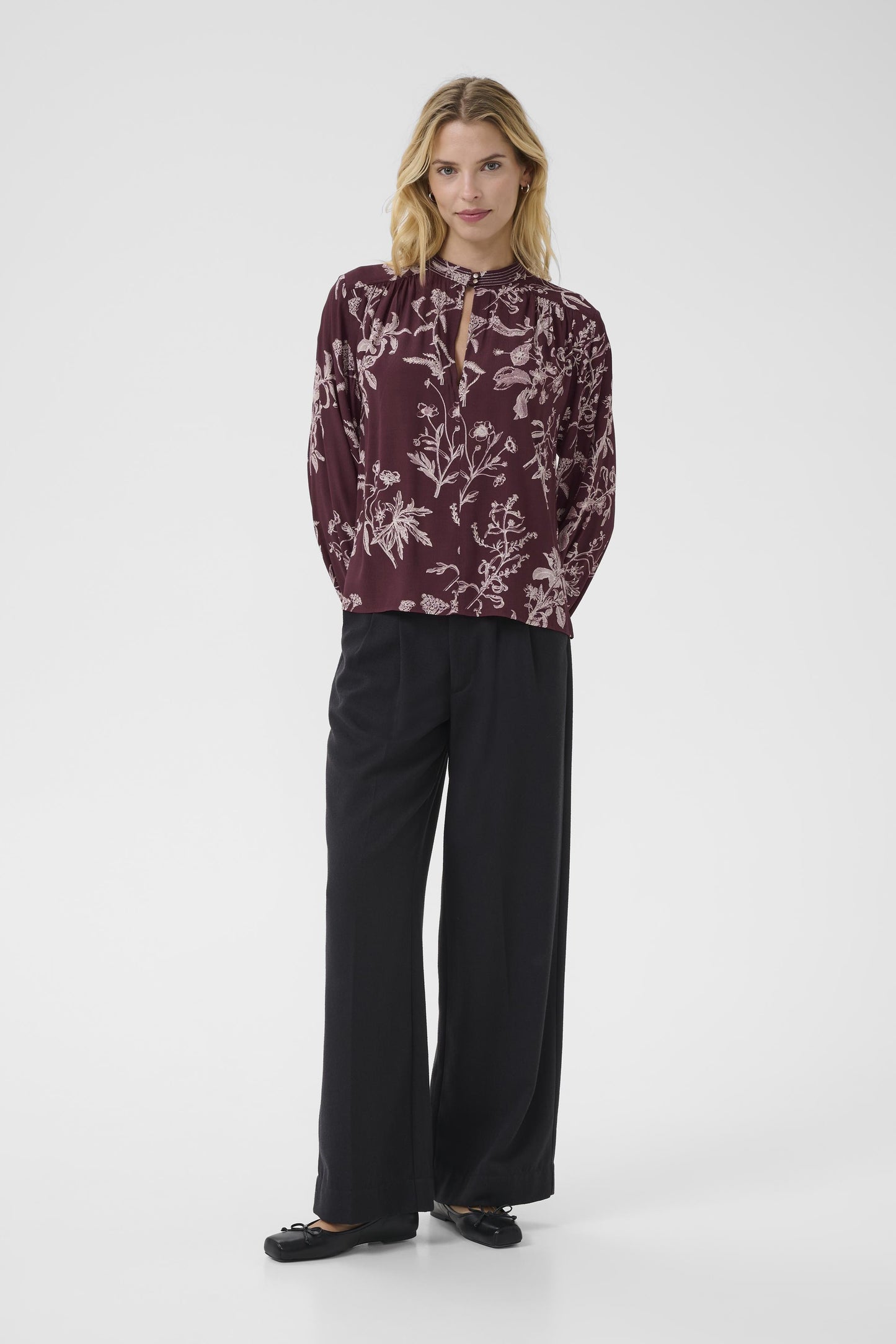 Part Two Shiroma Tawny Port Botanical Blouse