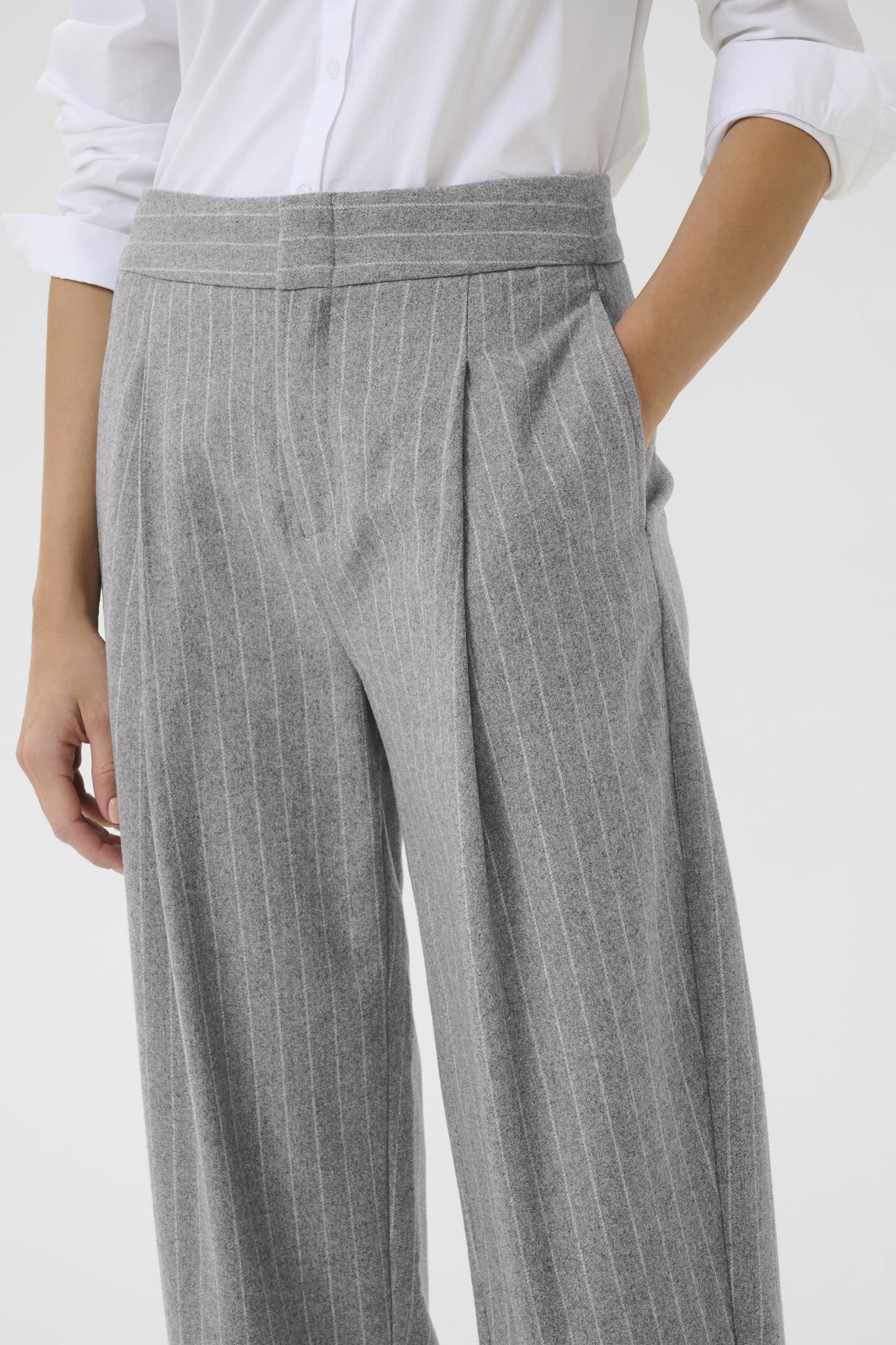 Part Two Solbritt Medium Grey Pinstripe Trouser