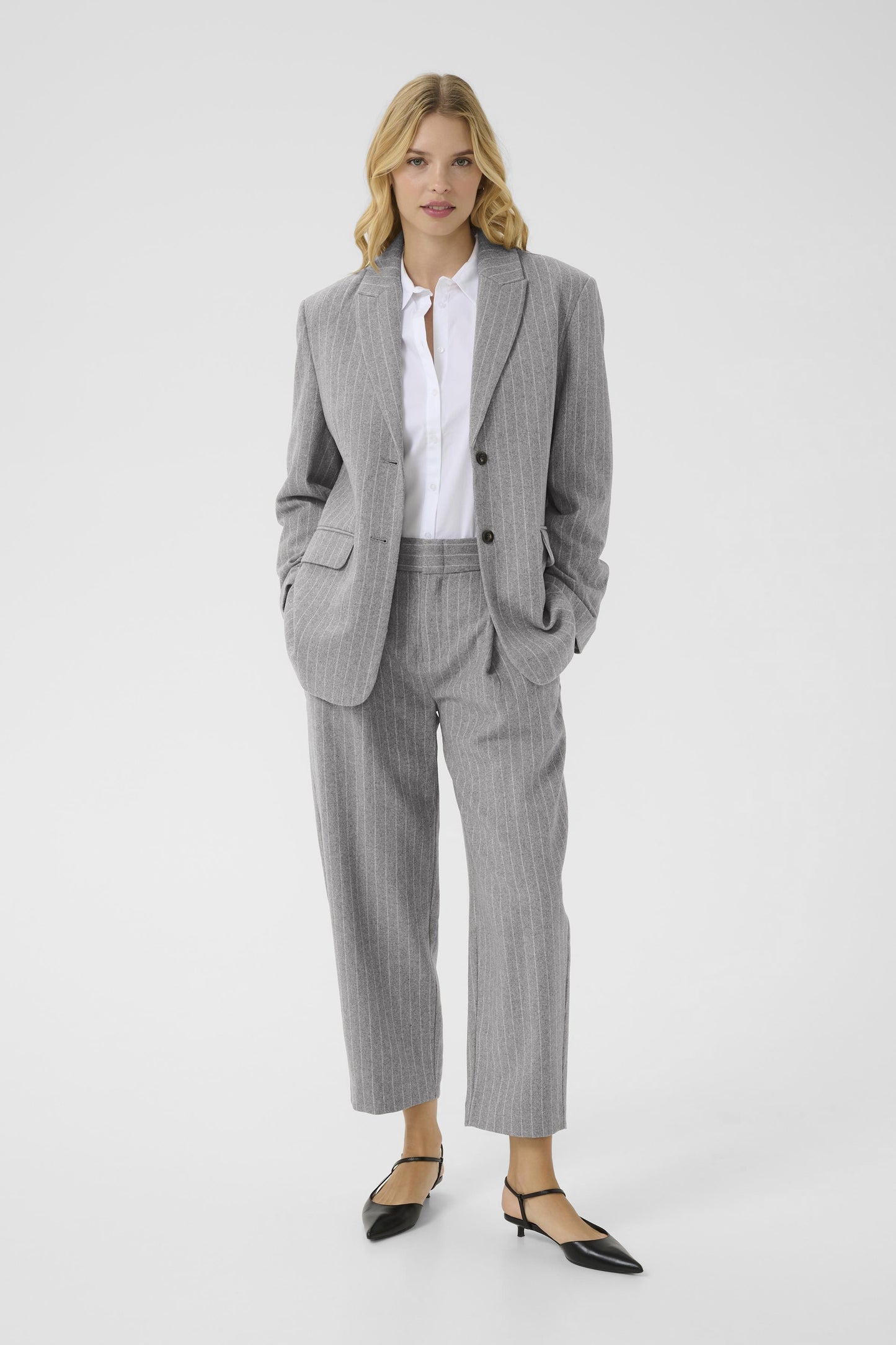 Part Two Solbritt Medium Grey Pinstripe Trouser