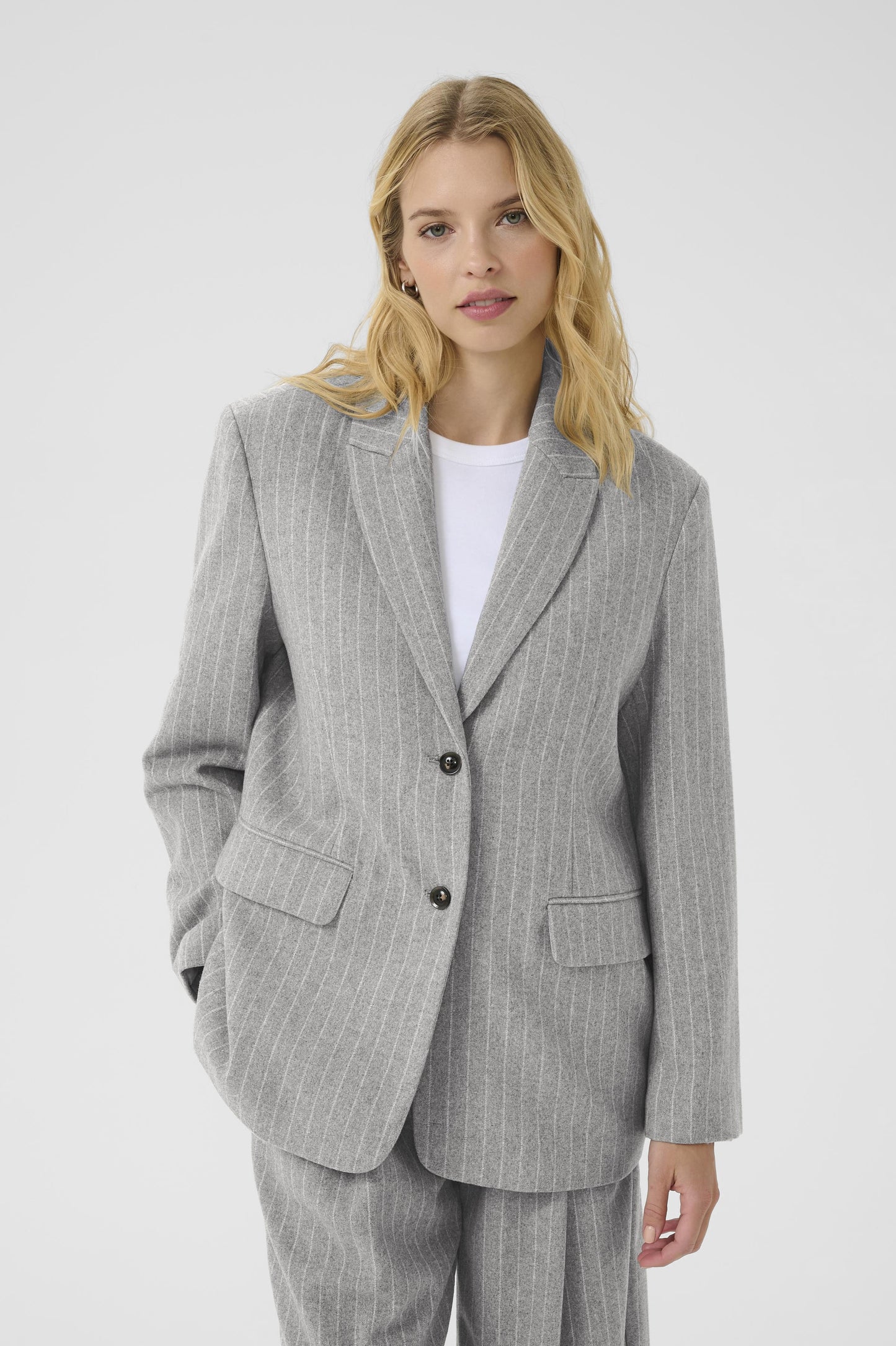 Part Two Somaya Medium Grey Pinstripe Blazer
