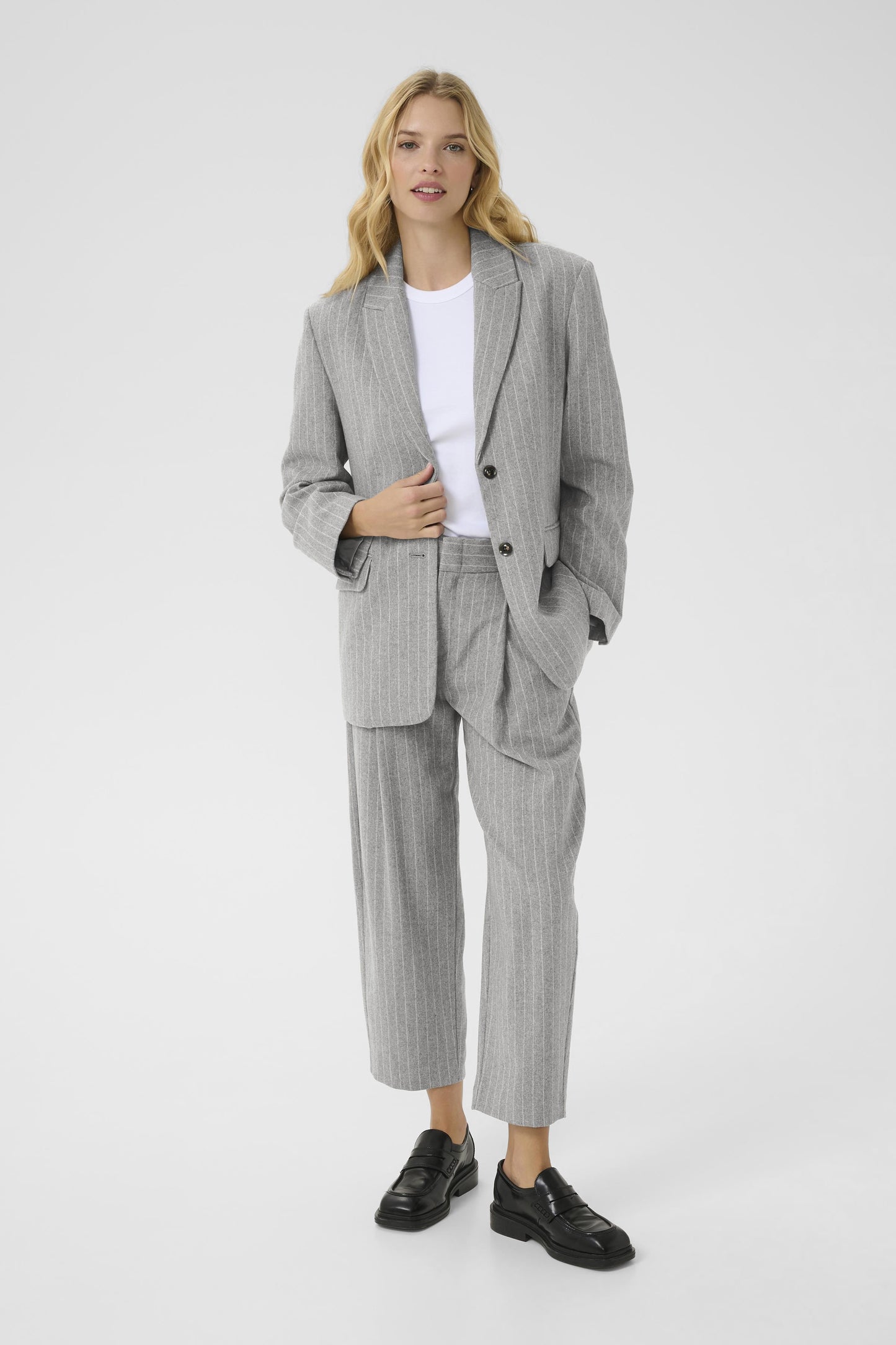 Part Two Somaya Medium Grey Pinstripe Blazer