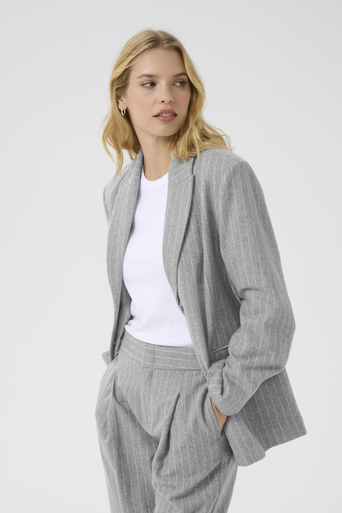 Part Two Somaya Medium Grey Pinstripe Blazer